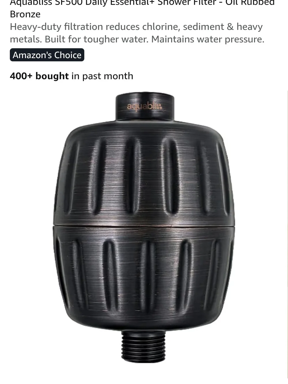 Aquabliss SF500 Shower Filter - Black/Bronze